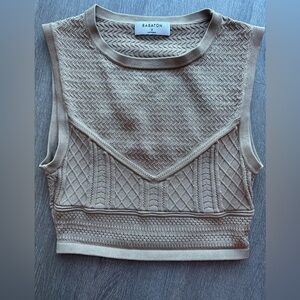 Babaton Pointelle Knit Cropped Tank | Beige | Size S